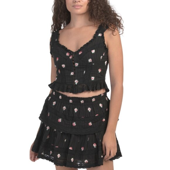 LOVE SHACK FANCY BLACK COMBO Galette Top - Picture 1 of 2